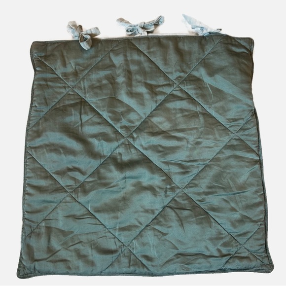 Pottery Barn Pillow Sham Set of 2 Satin Linen Cotton Blend Quilted Teal